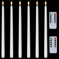 Velas cónicas sin llama de cera auténtica Homemory de 38 cm con temporizador remoto, 6 velas cónicas LED blancas a pilas con llama parpadeante 3D, candelabros LED para ventanas para cenas y decoración del hogar