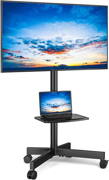 Soporte Móvil para TV 23-65" con Ruedas Silenciosas, Inclinación y Altura Ajustable para Dormitorio, Sala y Oficina