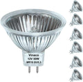 1 BOMBILLO FALTANTE. Vinaco Bombillo Halogeno MR16 50W 12V, Paquete de 6, Regulable, Base GU5.3, Luz Calida 2800K, para Paisajismo, Rieles y Fibra Optica