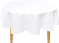 Mantel redondo de lino Hiasan de 228 cm (90 pulgadas) - Resistente a arrugas y manchas, de poliéster lavable, para comedor, cocina y fiestas, color blanco.