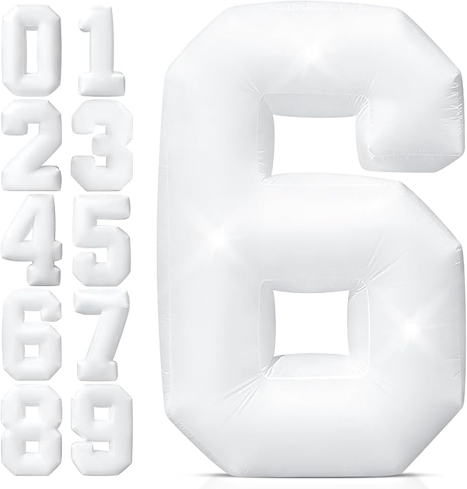 Decoración inflable gigante número 6 de 5 pies, fácil de instalar, con 3 LED integrados