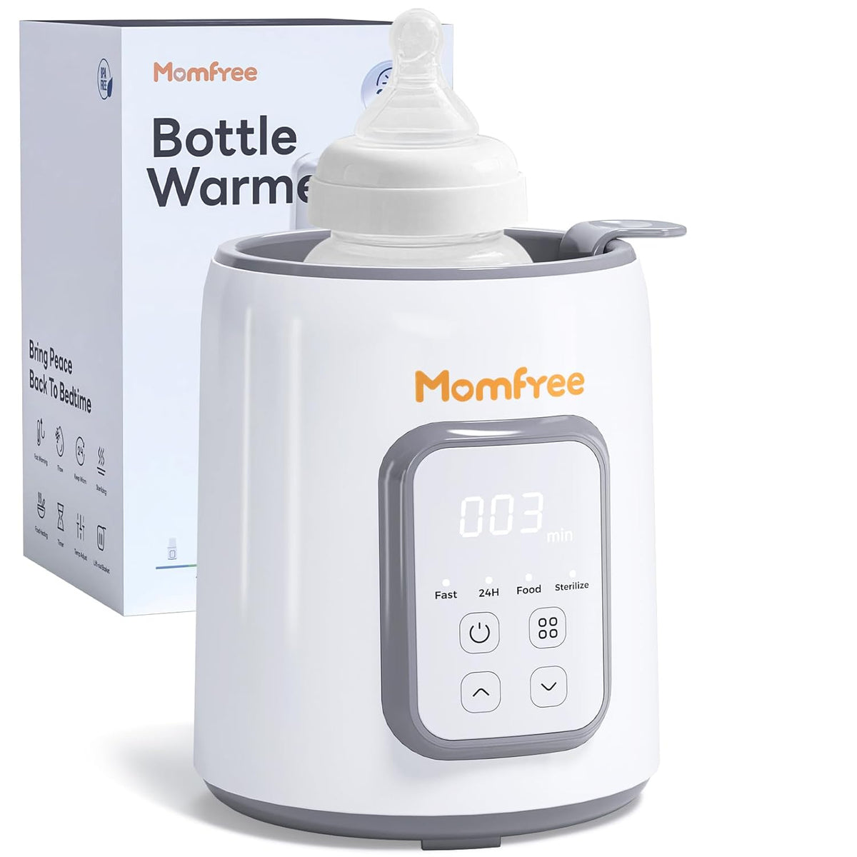 Calentador de Biberones 8 en 1 | Rapido para Leche Materna y Formula | Control de Temperatura Preciso y Apagado Automatico | Multifuncional para Todos los Biberones | Gris