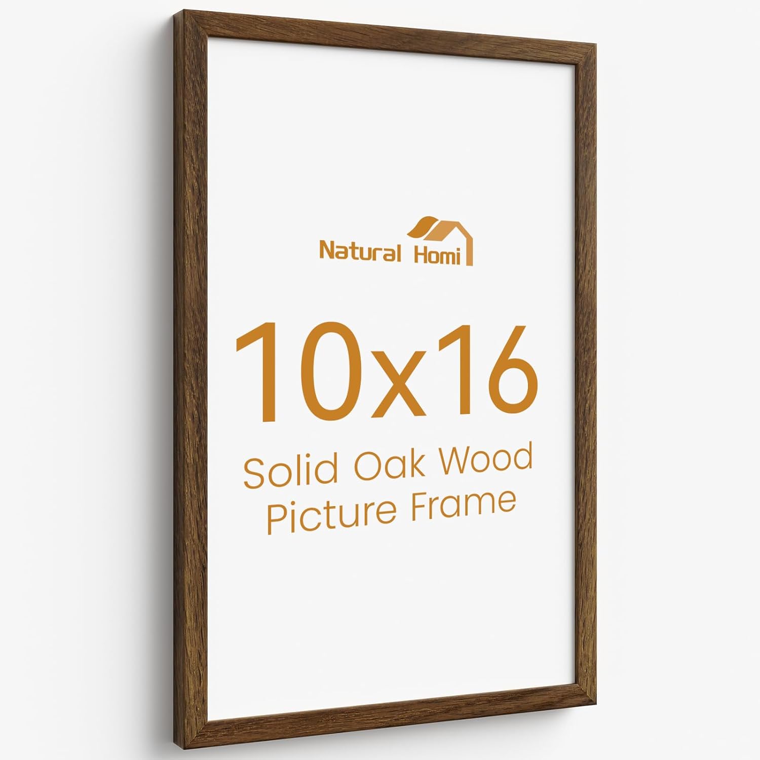Natural Homi 10x16 Picture Frame,Solid Oak Wood 10"x16" Photo Frame With Walnut Color Finished,Tempered Real Glass 10 by 16 Wooden Frames with No Mat,16x10 Picture Frames for Wall or Tabletop Display