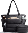 Bagstellar Puffer Tote Bag for Women, Lightweight Puffy Work Handbag Teacher Nurse Quilted Shoulder Bag for School Travel Gym