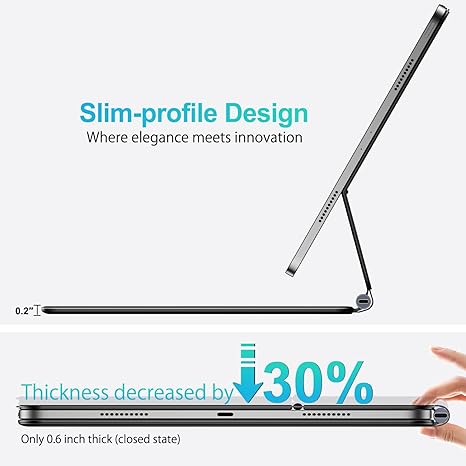 Funda con Teclado Jibrealg para iPad 11 Gen (A16, 2025) y iPad 10 Gen — Trackpad Multi-Touch, Retroiluminación 7 Colores, Negro