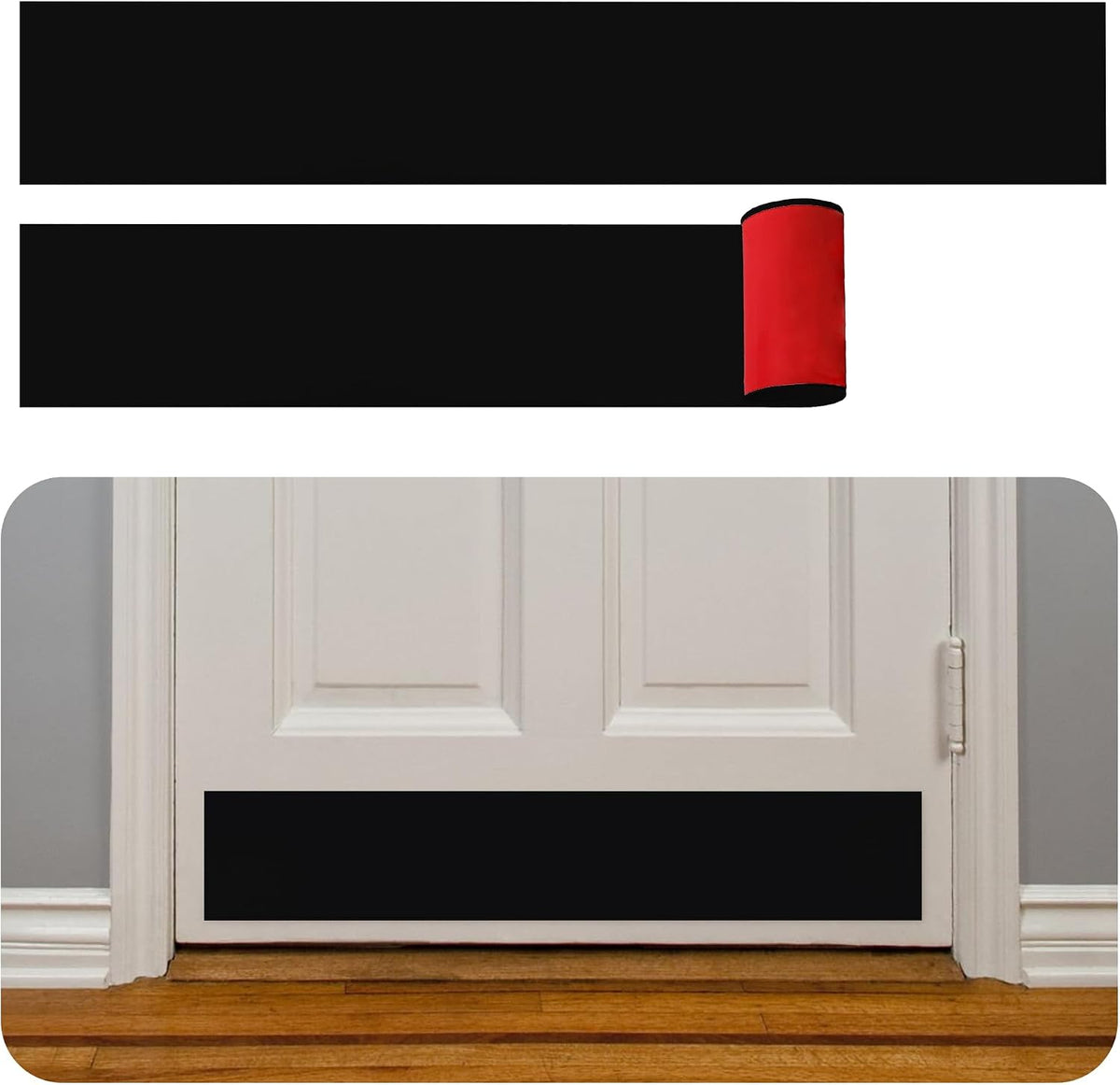 Protectores de zócalo Rubber Bond (paquete de 2) 6" x 33" - Fácil de pegar y despegar - Evita abolladuras y arañazos - Autoadhesivos y de ajuste universal (Negro)
