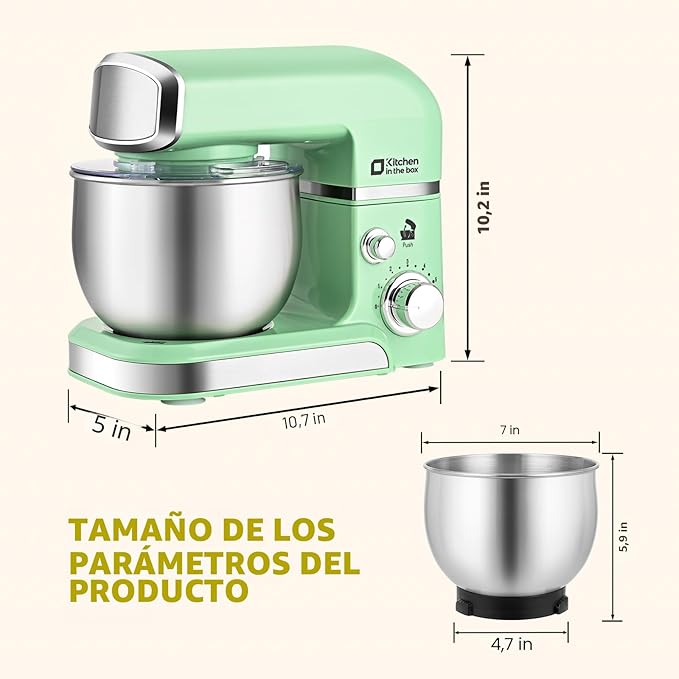 Batidora de Pedestal Kitchen in the Box 3.2Qt | 6 Velocidades | Verde | 3 Accesorios