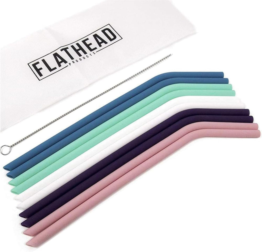 Popotes de Silicona Reutilizables Premium Set x10 — Flexibles, Coloridos con Cepillo de Limpieza, Aptos Lavavajillas