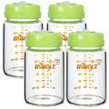 INCOMPLETO - Falta 1 Frasco | Botellas de Vidrio para Leche Materna Matyz Pack x4 | 180ml Boca Ancha, Herméticas