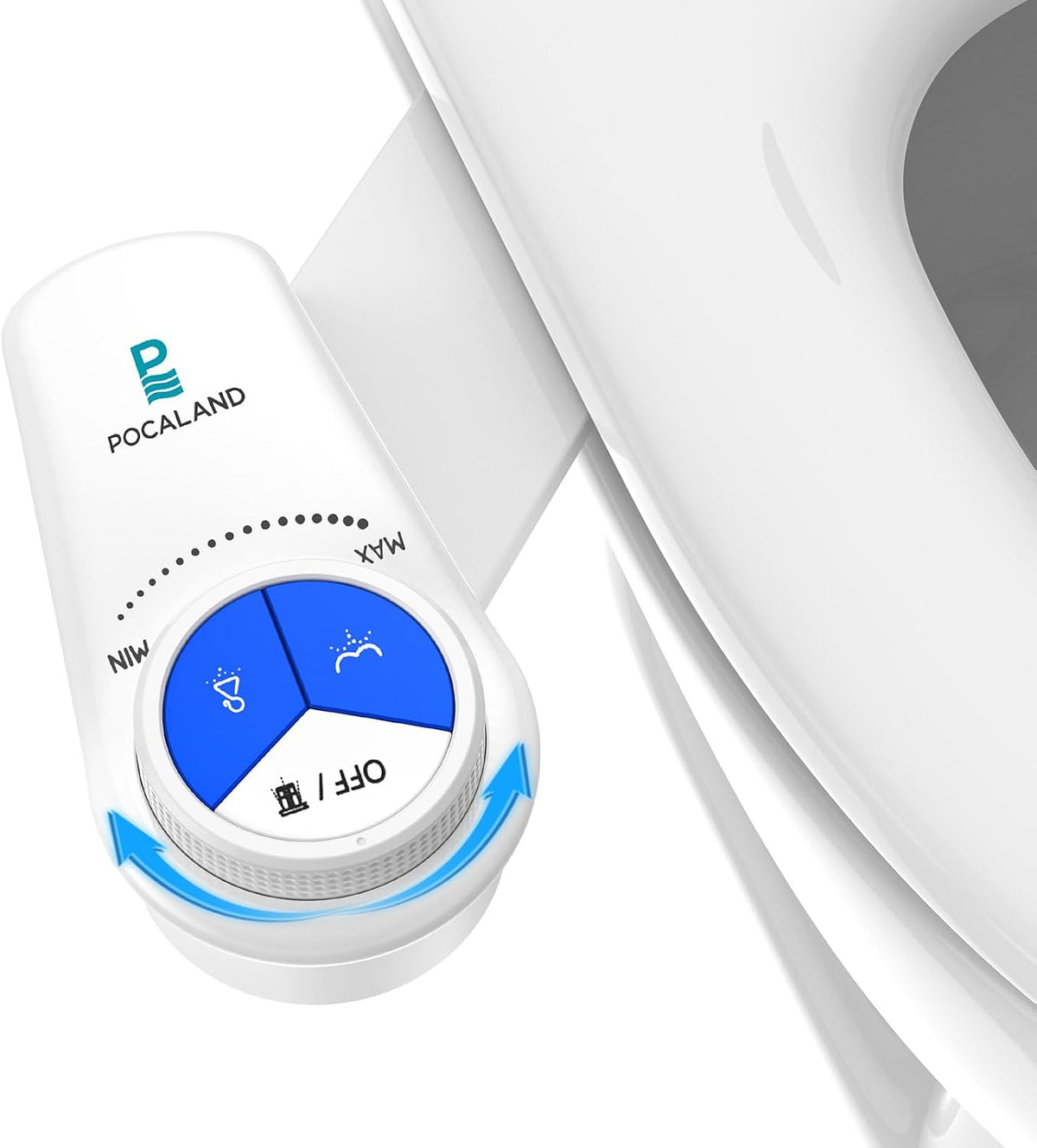 Accesorio de bidé POCALAND para asiento de inodoro, bidé de agua fría no eléctrico con control de presión, boquillas dobles para lavado frontal y posterior, autolimpiante retráctil para mujeres y personas mayores - Blanco