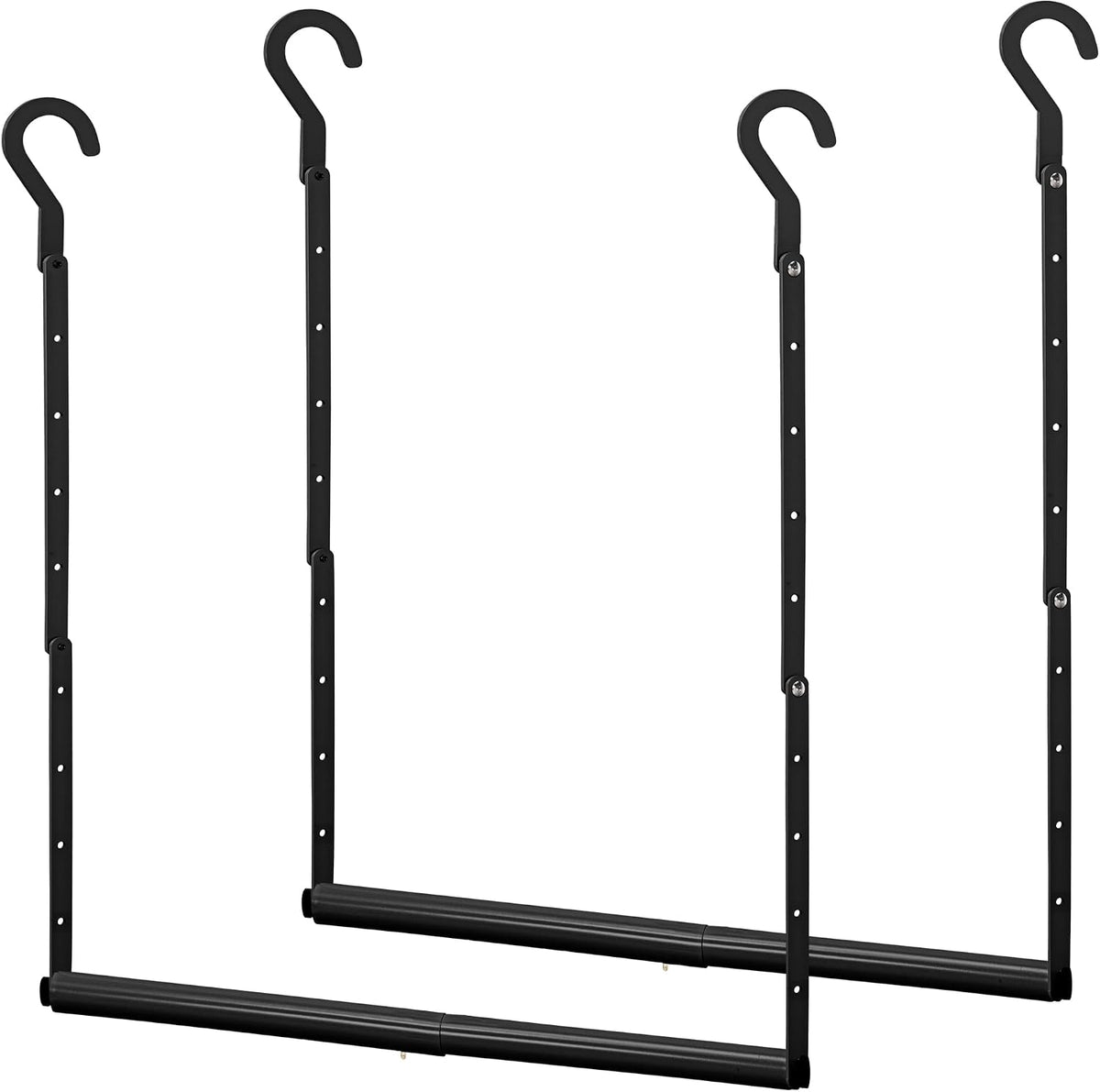 Barra de armario ajustable STORAGE MANIAC para colgar ropa, extensor de armario resistente, barra para colgar ropa que ahorra espacio, barra doble para colgar ropa, organizador de armario, barra para armario, paquete de 2 unidades, color negro.