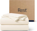 Juego de sábanas refrescantes REST® Evercool®+, tamaño California King, color marfil nieve, sábanas transpirables para personas que suelen sudar por la noche, incluye fundas de almohada y está confeccionado con hilo plateado autolimpiante iónicO