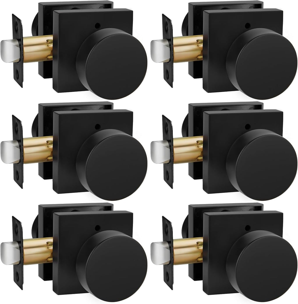 Perillas de Puerta Interior Goldenwarm Negras | Privacidad | Zinc de Servicio Pesado | Negro Mate | Contemporáneas | Para Recámara | 6 Pack