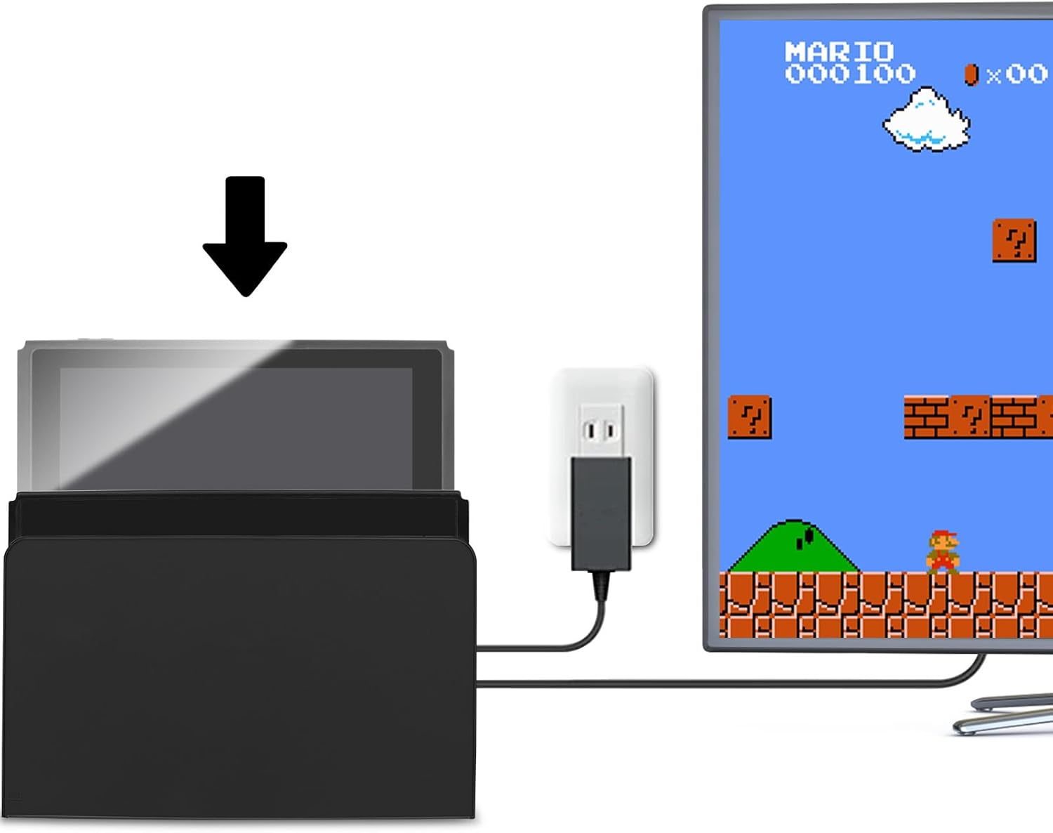 Dock Station 3 en 1 para Nintendo Switch y Switch OLED – Salida HDMI 1080p con Cargador AC