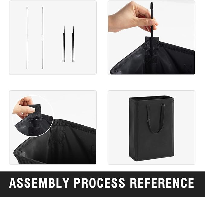 Cesta de lavandería delgada con asas largas ajustables, cestas pequeñas de 45 litros con parte superior de malla, cesta de ropa sucia estrecha para dormitorio, armario y baño, color negro