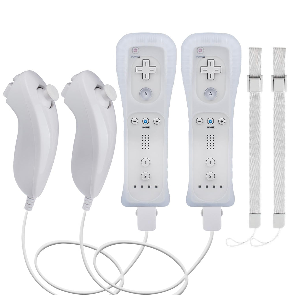 ADVERTENCIA: NO INCLUYE LOS NUNCHUKS. Paquete de 2 mandos a distancia TechKen para Wii U con funda de silicona y correa para la muñeca.
