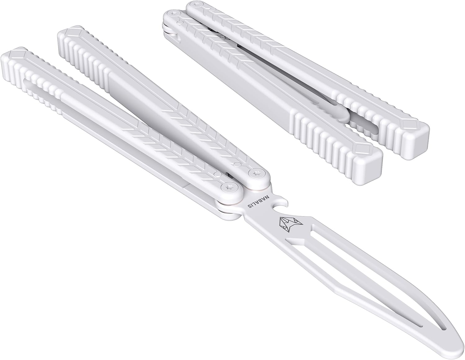 Nabalis X Will Hirsch Vulp Teflon Knife Balisong Trainer 6061 Aluminum Channel Handle With Zen Pins, Pink