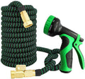 Manguera de jardín extensible con conector de latón macizo de 3/4", válvula de latón, manguera de agua extensible con 10 funciones y boquilla rociadora de metal (tamaño: 25 pies/7,5 m)