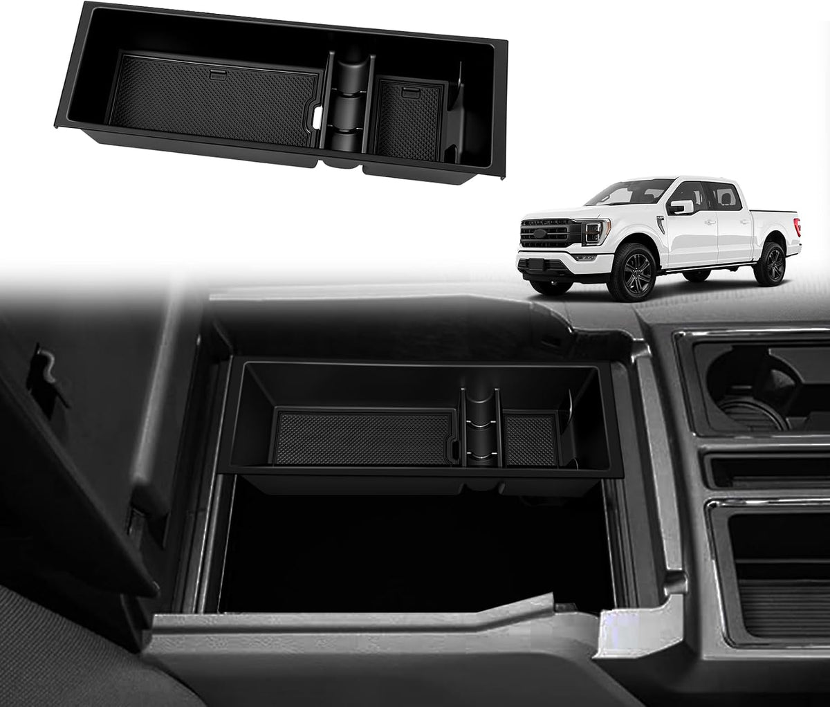 Organizador de Consola Central VaultsOnWheels | Compatible con Ford F-150 2015-2026, Solo Asientos Tipo Balde