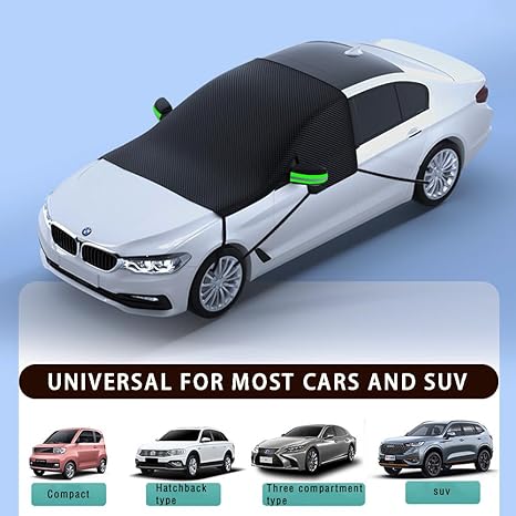 Cubierta Grande de Parabrisas de Coche para Hielo y Nieve, Cubiertas de Parabrisas de Nieve Automotrices con Protector de Ventana Lateral y Espejo Retrovisor, Cubierta de Parabrisas Magnética de Hielo