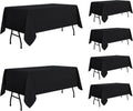 Mantel Negro sancua Paquete de 6 152 x 213 cm Tela Rectangular para Mesas de 1.2 m Resistente a Manchas y Arrugas Poliéster Lavable Comedor Boda Banquete