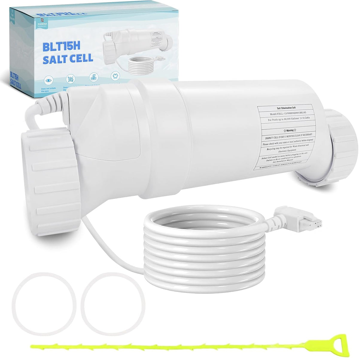 Reemplazo de celda de sal T-15 compatible con el sistema de cloración turbo para piscinas Hayward, apto para AquaRite, AquaTrol y más, hasta 40 000 galones.