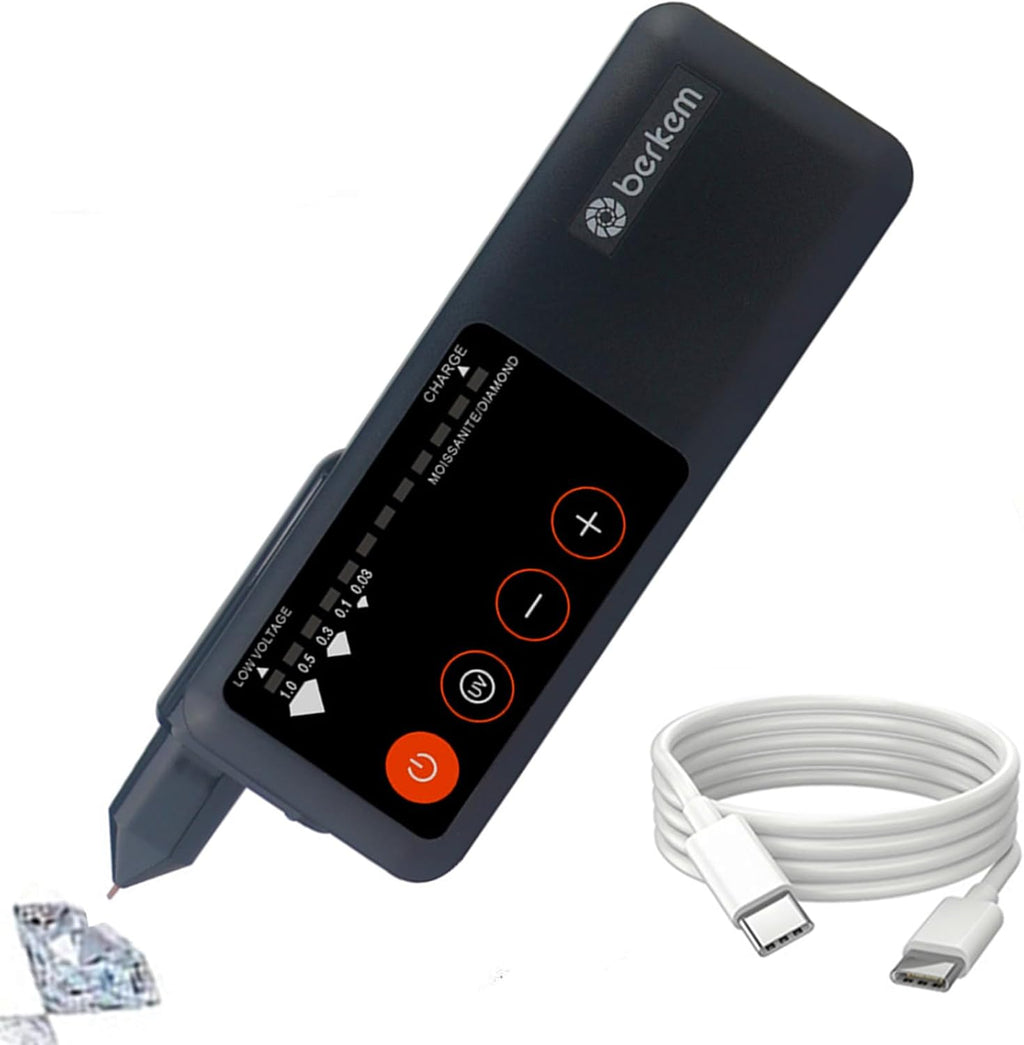Lápiz probador de diamantes recargable con luz UV, probador de diamantes de joyería de alta precisión, probador electrónico de gemas de diamantes y lápiz probador - selector de diamantes para principiantes y expertos (bolígrafo probador de diamantes)