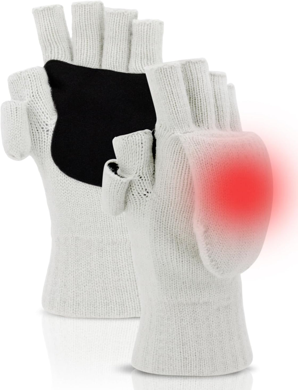 BERGWEISER Flip Winter Gloves, Convertible Fingerless Gloves for Men Women, Mittens with Flip Thumbtop & Magnetic Button Closure Gifts Black M/L