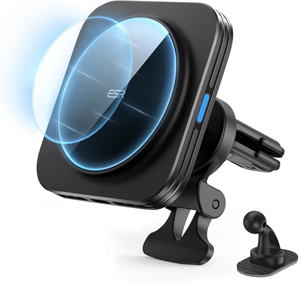 Cargador Inalámbrico Magnético ESR para Carro MagSafe 15W - Soporte Teléfono Ventilación Tablero para iPhone Air 17 Pro Max 16 15 14 13 12, Galaxy S25, Carga Rápida