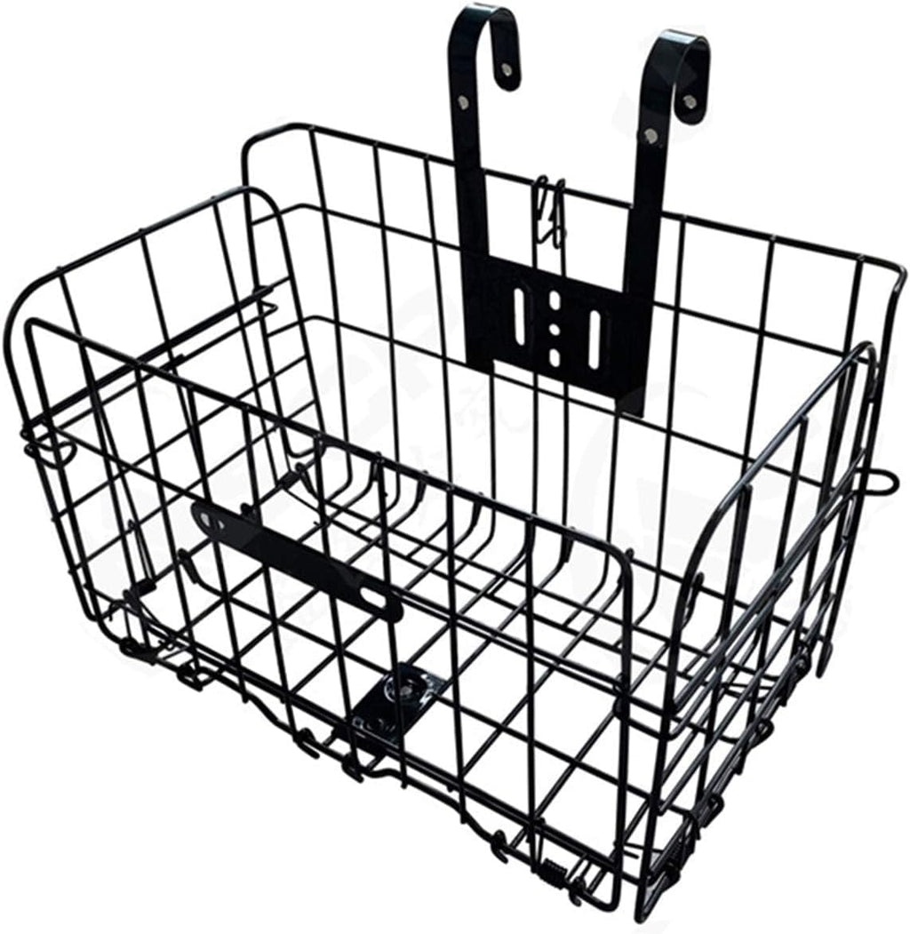 Cesta delantera plegable para bicicleta, cesta de alambre con asas, fácil instalación en el manillar delantero, accesorios para portaequipajes de cuadro.