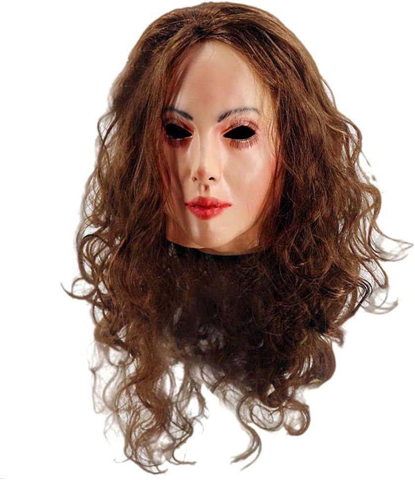 USADO - HENGYUTOYMASK Máscara de Látex Realista de Rostro Femenino | Máscara de Halloween con Peluca | Disfraz de Crossdressing y Cosplay