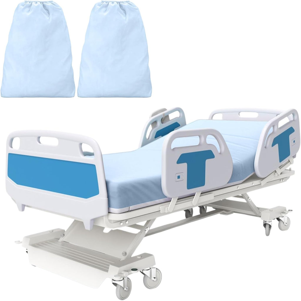 CODOHI Paquete de 2 sábanas bariátricas para cama de hospital, 42"x85"x14", sábanas ajustables de bolsillo profundo para colchones médicos y bariátricos extragrandes - Suaves (2, Azul)