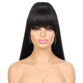 Extensión Cola Caballo Cordón G&T Wig Yaki 61 cm Recta con Flequillo, Para Mujeres Negras Uso Diario