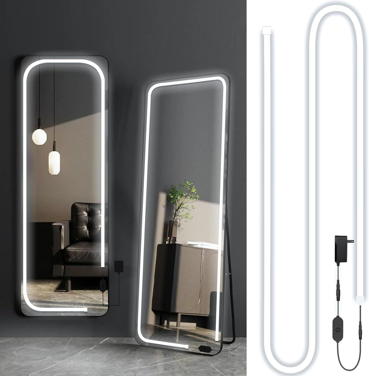 Luces LED para espejo de tocador Blikshin, tira de luz de 4 metros (13,2 pies) y 6000k para espejo de cuerpo entero, luces adhesivas para tocador con control táctil y adaptador de CA, iluminación para maquillaje en espejo de cuerpo entero, mesa de