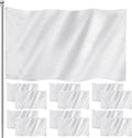 Boao Set de 12 Banderas Lisas Blancas de 90x150 cm | Banderas en Blanco para DIY | Poliester con Doble Costura y Ojales | Decoracion de Jardin y Patio | Blanco