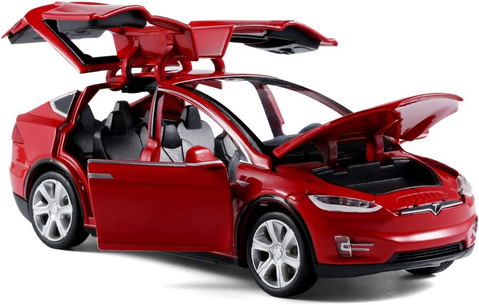 LLWEIT Modelo 1/32 x Coche de juguete de metal fundido a presión para niños de 3 a 12 años, coche de juguete con mecanismo de retroceso, sonido y luces (rojo)