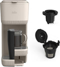 Cafetera BELLA de una sola porción, compatible con cápsulas K-Cup y café molido, con bandeja de goteo extraíble y ajustable, apagado automático y accesorios reutilizables aptos para lavavajillas. Prepara de 177 ml a 414 ml. 1000 vatios. Ideal para