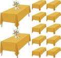 Manteles Dorados Teruntrue (12 Pack) 90" | Impermeables | Poliéster Resistente a Manchas y Lavable | Para Bodas, Fiestas, Buffet y Camping