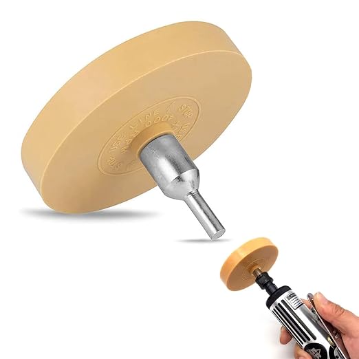 Borrador de Láminas y Coche, Disco de Goma para Quitar Adhesivos, Con Adaptador