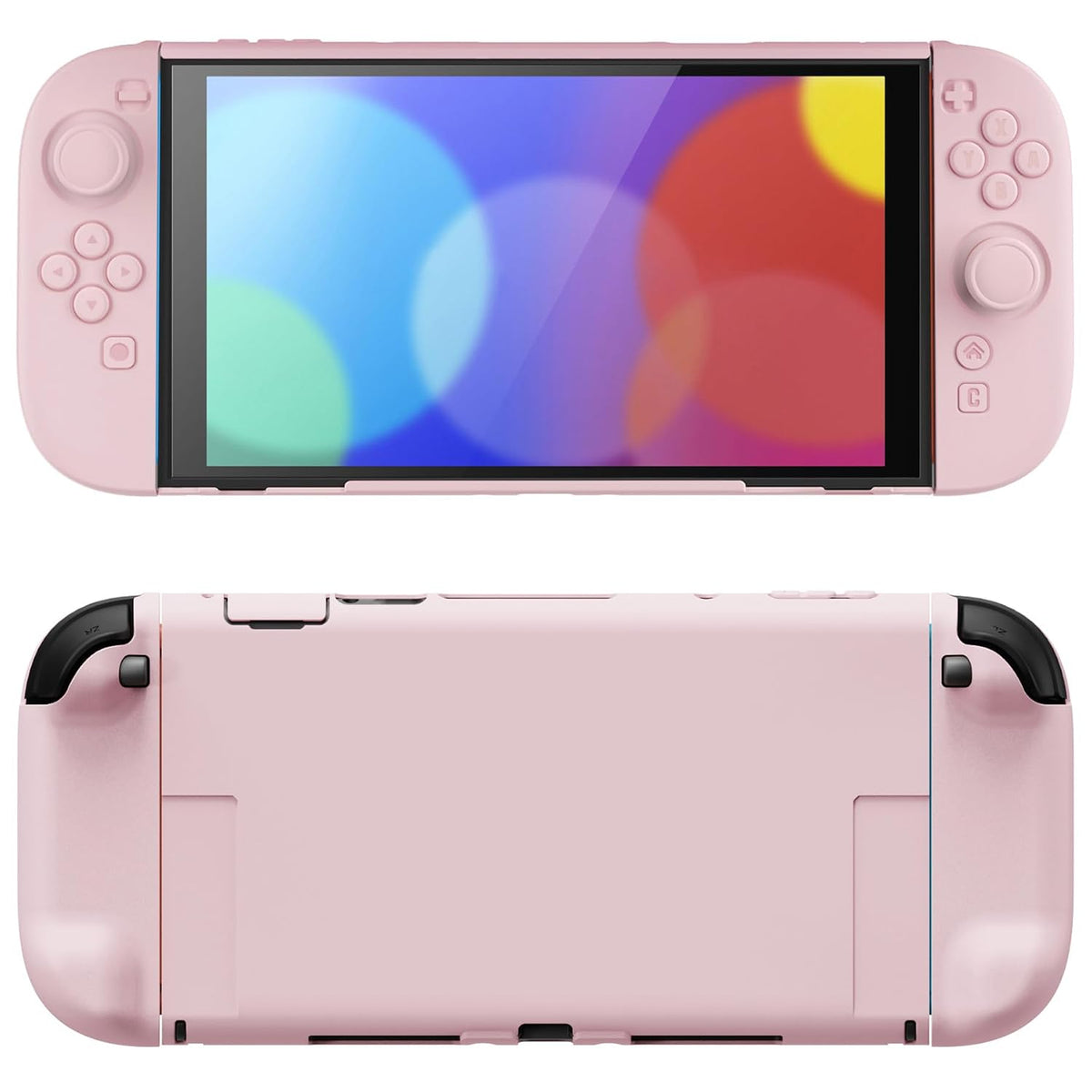 Funda rígida PlayVital para Nintendo Switch 2 con soporte adicional y protectores para los pulgares | Diseño dividido, funda protectora integral compatible con la base de carga para Nintendo Switch 2 | Serie de colores sólidos, rosa cerezo
