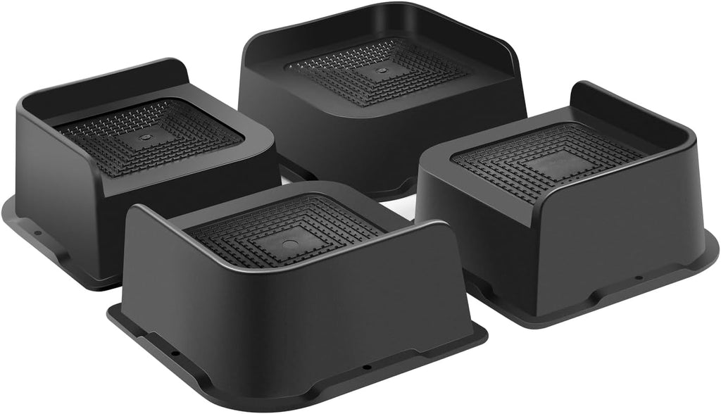 Sunifier Bed Lifts Risers 5 inch, L Shape Couch Risers,Heavy Duty Bed Risers Oversized Furniture Risers for Table Leg, Beds Frame (Black 4-Pack, 5 inch)