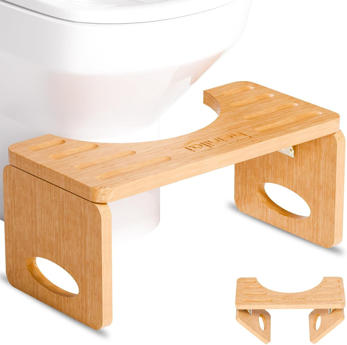 Taburete de inodoro plegable, taburete de bambú de 7 pulgadas