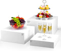 Meyeyaia 3 Piezas Bases Elevadoras de Acrilico Blanco para Buffet | 10, 9 y 8 pulgadas | Cajas Anidables para Fiestas, Postres y Exhibicion