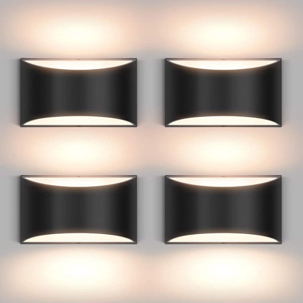 Apliques de Pared LED Aiilsmp (4 Pack) | Negros Modernos | Cableados para Interior | Luz Arriba y Abajo | Para Sala, Recámara, Pasillo y Corredor