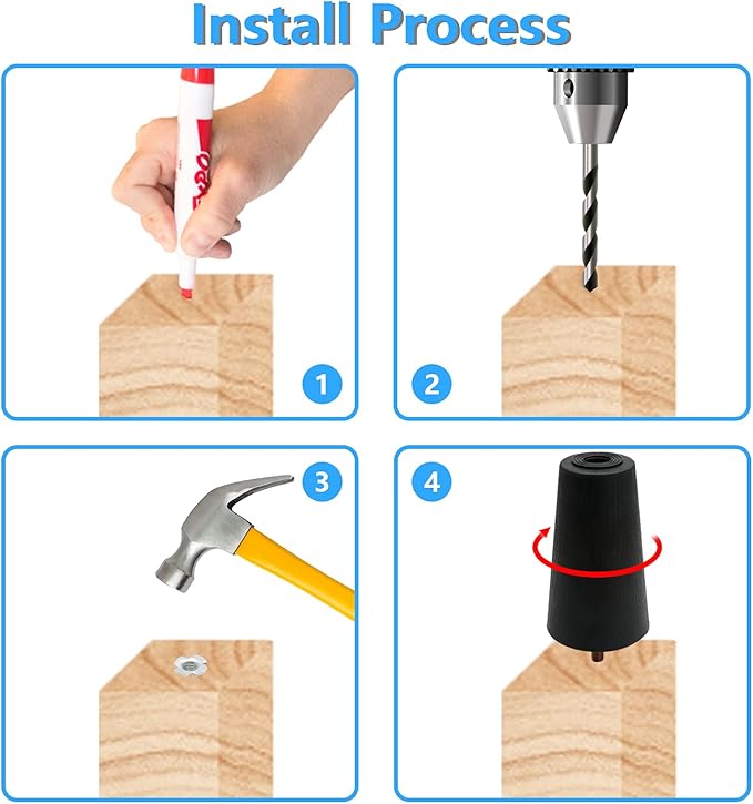 Murtenze 4 patas de sofá de 5 pulgadas, patas redondas cónicas de plástico para sofá, patas de repuesto con pernos de suspensión M10 para silla, sofá, tocador, gabinete, sofá biplaza, cama otomana
