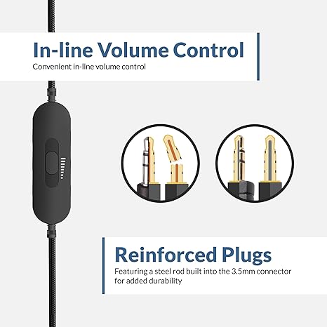 Cyber Acoustics Auricular Estéreo de 3.5mm (AC-5002-10) – Comunicación Duradera, Clara y nítida en Salones de Clase y en Casa