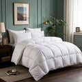 Edredón de Fibra de Plumas de Ganso Serta Tamaño Twin Inserción de Edredón, Cubierta 100% Algodón, Edredón Hipoalergénico de Lujo de Hotel 43oz Calor Medio Todo Año 173 x 229 cm Blanco