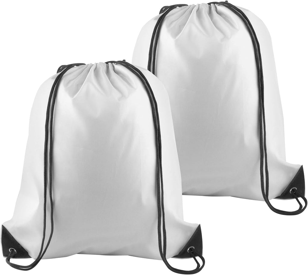 Mochilas Drawstring PLULON Blancas – Pack 2 Unidades para Gym, Yoga y Deportes al Aire Libre