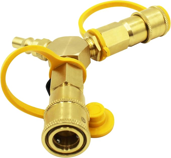 Adaptador divisor en Y de conexión rápida de propano RV de 1/4 pulgadas para remolque RV y camping, manguera de propano de conexión rápida, adaptador de gas natural o GLP de 2 vías