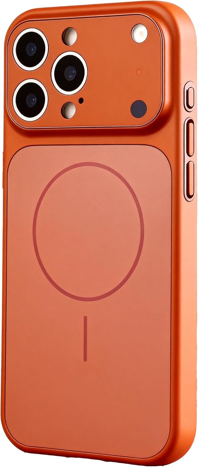 Funda Erlova Designed Magnetic Series para iPhone 16 Pro Max, [Compatible con MagSafe] [Protección de lente de cámara de vidrio templado], Cubierta protectora de lujo mate de grado militar a prueba de golpes y caídas, color naranja.